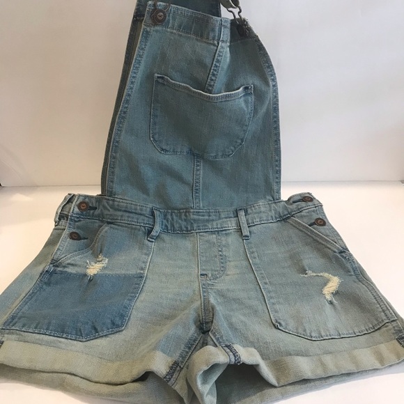 NWOT Hollister denim shorts overalls dungarees S - Picture 3 of 4